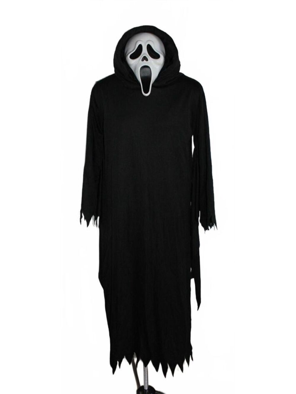 Spirit Ghost Face Child Costume Medium 8-10 Hooded Robe Mask Set Black/White